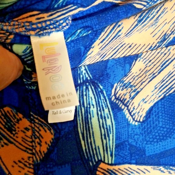 LuLaRoe Floral Lily Leggings Tall and Curvy - Blue/Peach - Size - Tall & Curvy - Picture 6 of 6